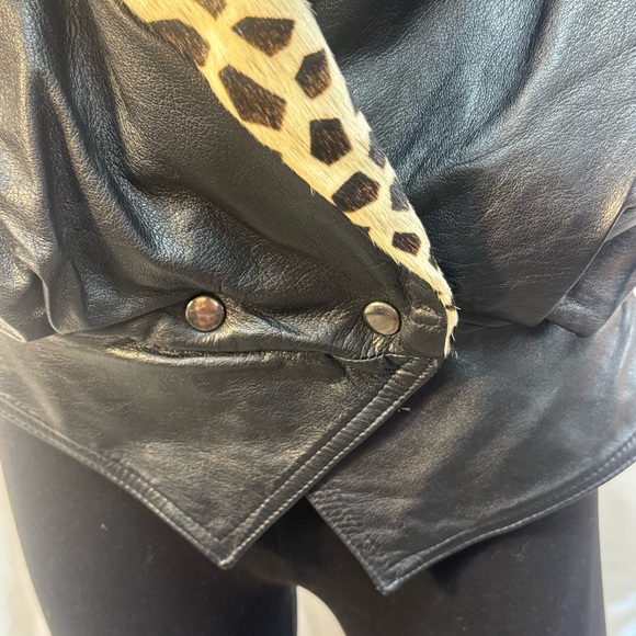 Vintage X Ethnix Leather Cow Hair Contrasting Zebra Leopard Print Oversized Vest - Picture 5 of 14